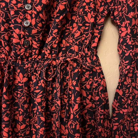 LOFT Petites Black & Burnt Sienna Leaf Print Mini Dress/Tunic Top - Picture 6 of 15